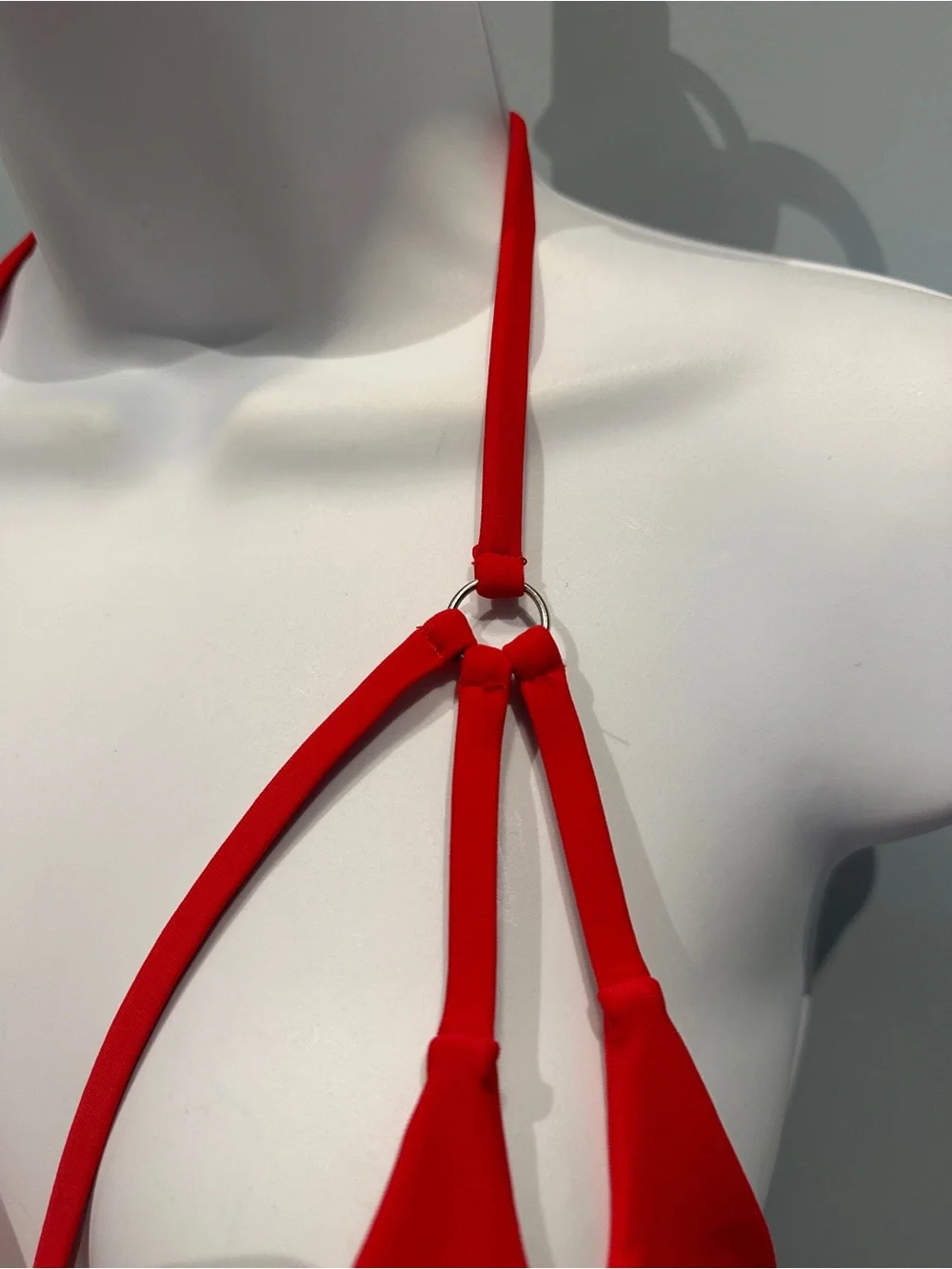 Red Strappy Triangle Cutout Bikini Small NWOT